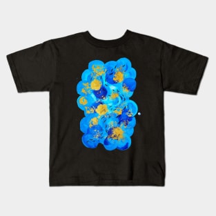 Golden Blue Abstract Kids T-Shirt